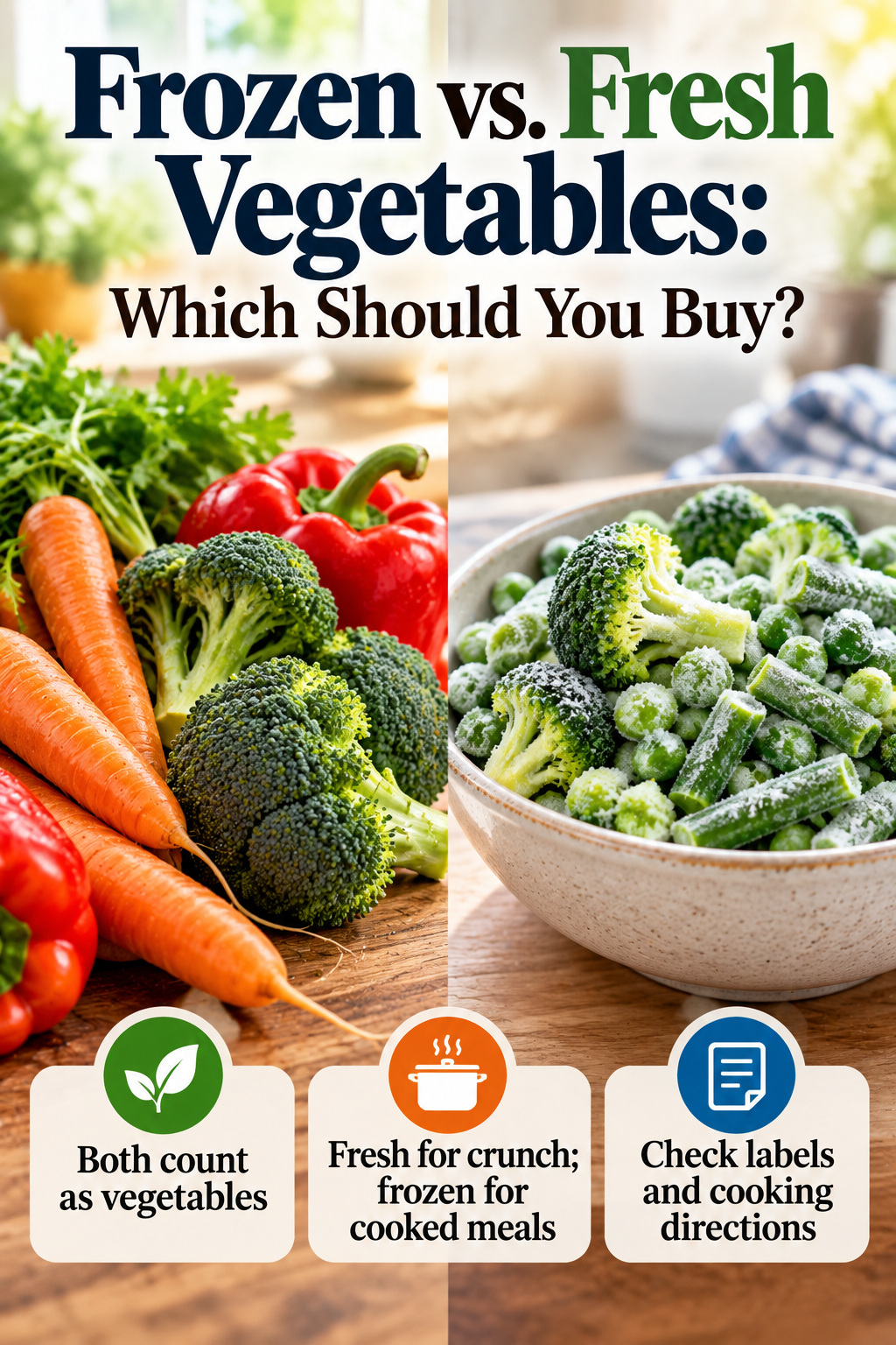 Fresh and frozen vegetables compared in a practical grocery buying guide