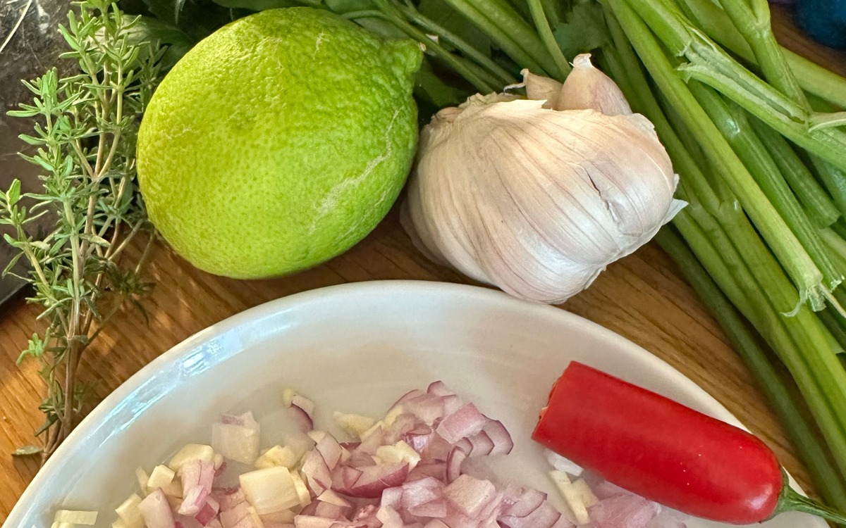 Fresh chopped onion prepared with other cooking ingredients before storage or cooking