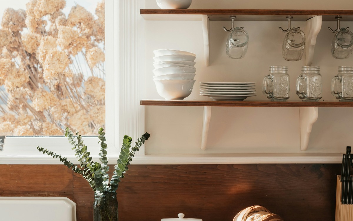 Bread loaf on a warm kitchen counter with natural light